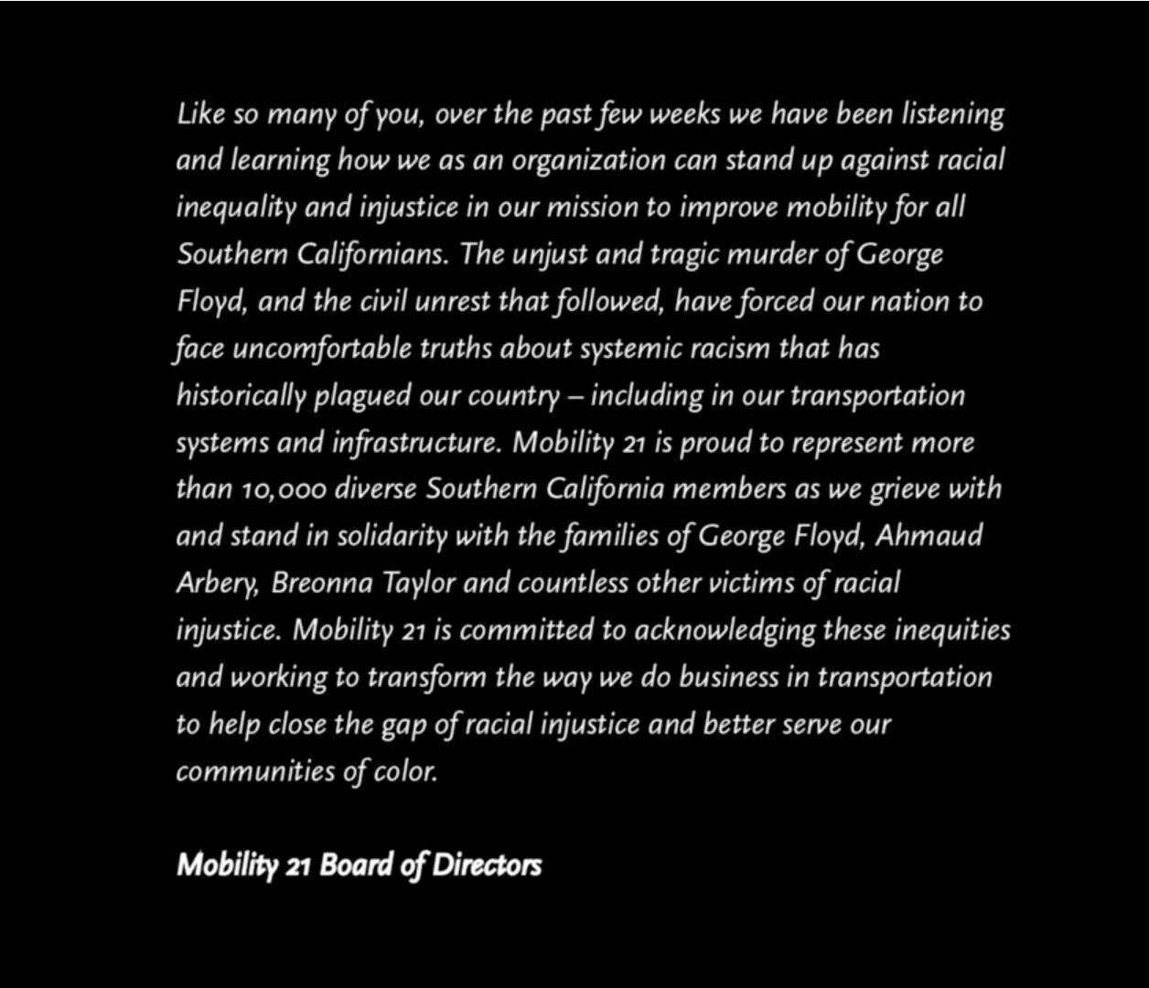 Mobility 21 Statement adopted June 2020